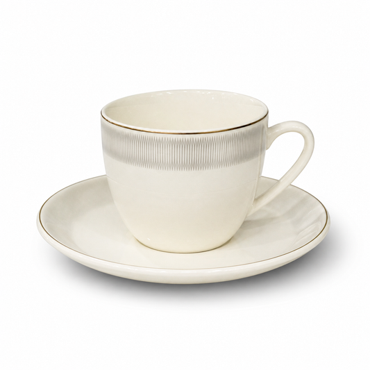 Tea Cup & Saucer Set – 12 Piece Premium Ceramic Set (6 Cups + 6 Saucers)
