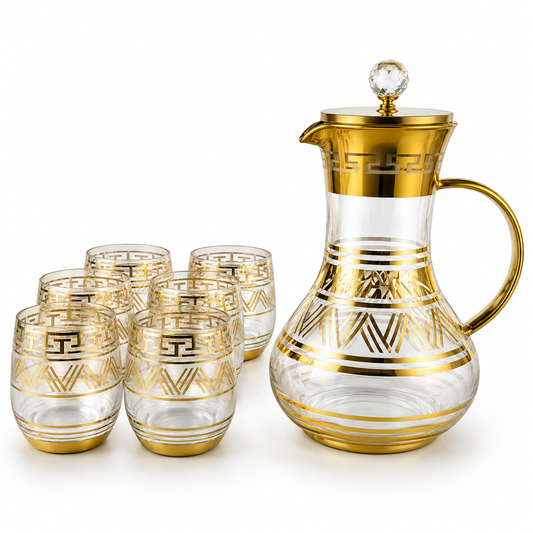 Luxury Gold Glass Water Set – 7 Pieces