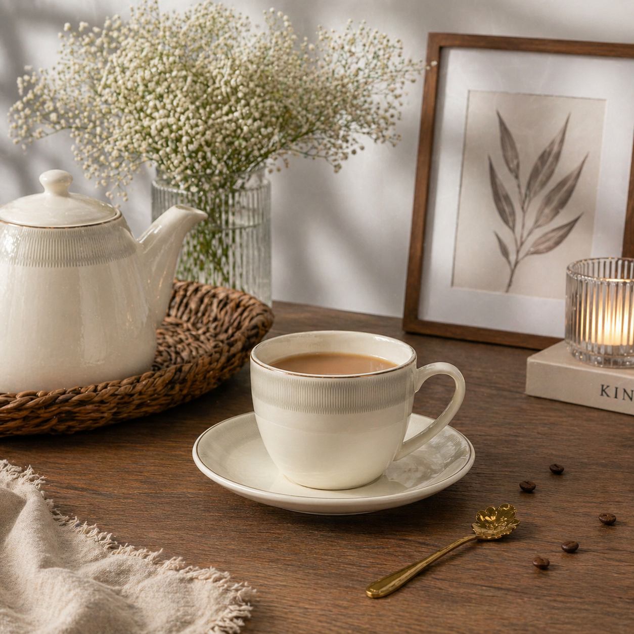 Tea Cup & Saucer Set – 12 Piece Premium Ceramic Set (6 Cups + 6 Saucers)