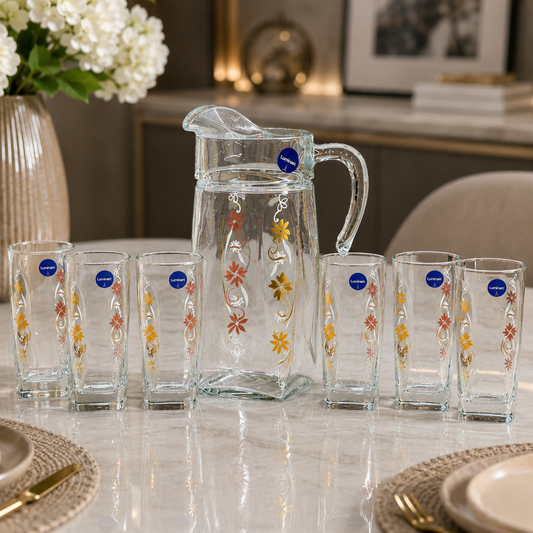 Luminarc Floral Glass Water Set – 7 Pcs