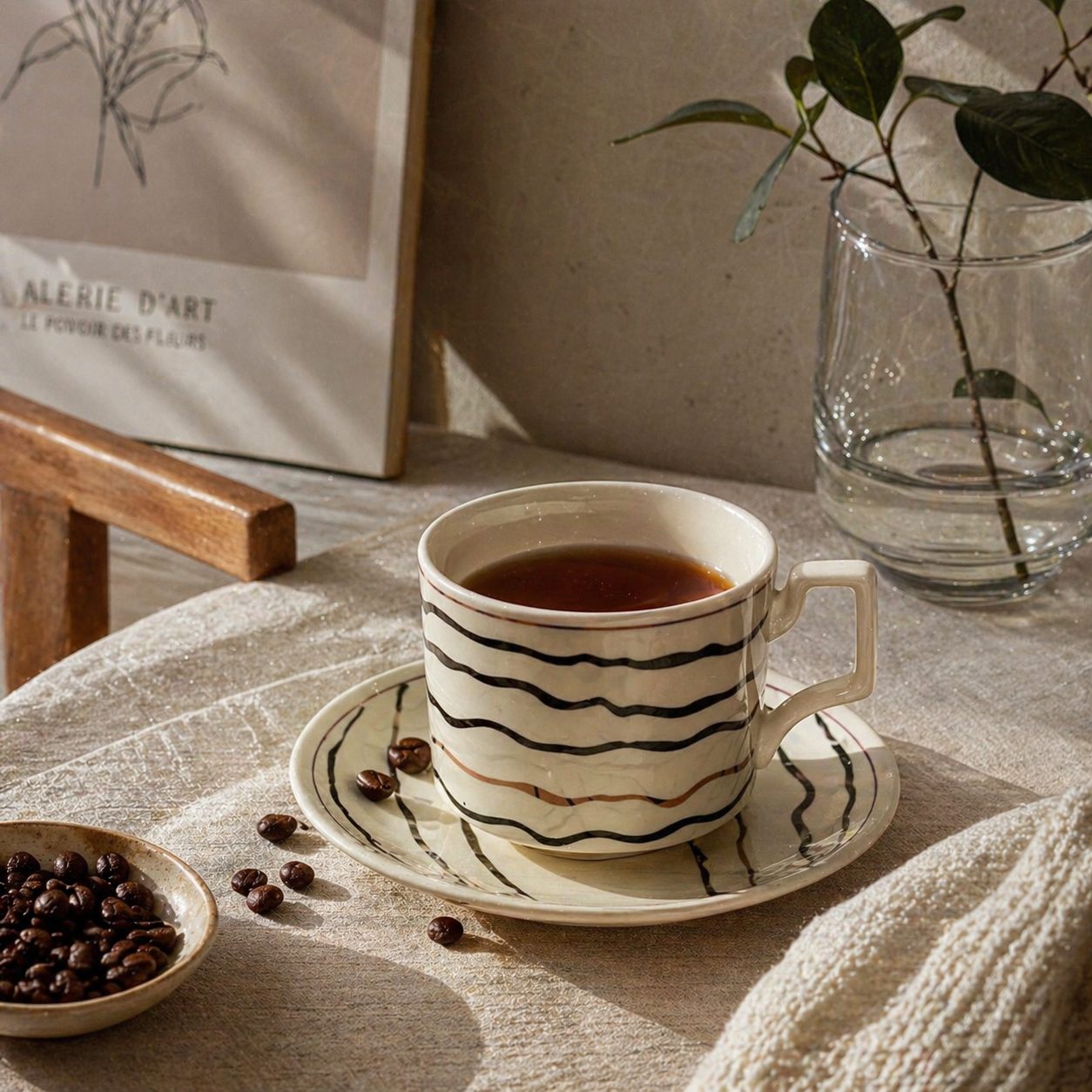 Tea Cup & Saucer Set – 12 Piece Premium Ceramic Set (6 Cups + 6 Saucers)