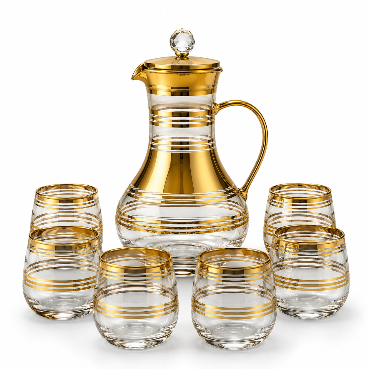 Luxury Gold Glass Water Set – 7 Pieces
