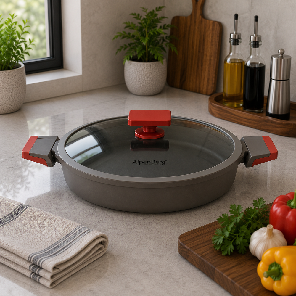 Alpenberg30cm Shallow Pot with Glass Lid