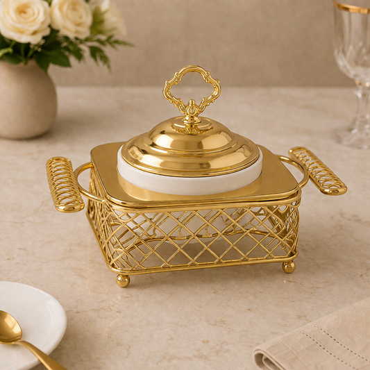 Brilliant Round Bowl with Metal Stand