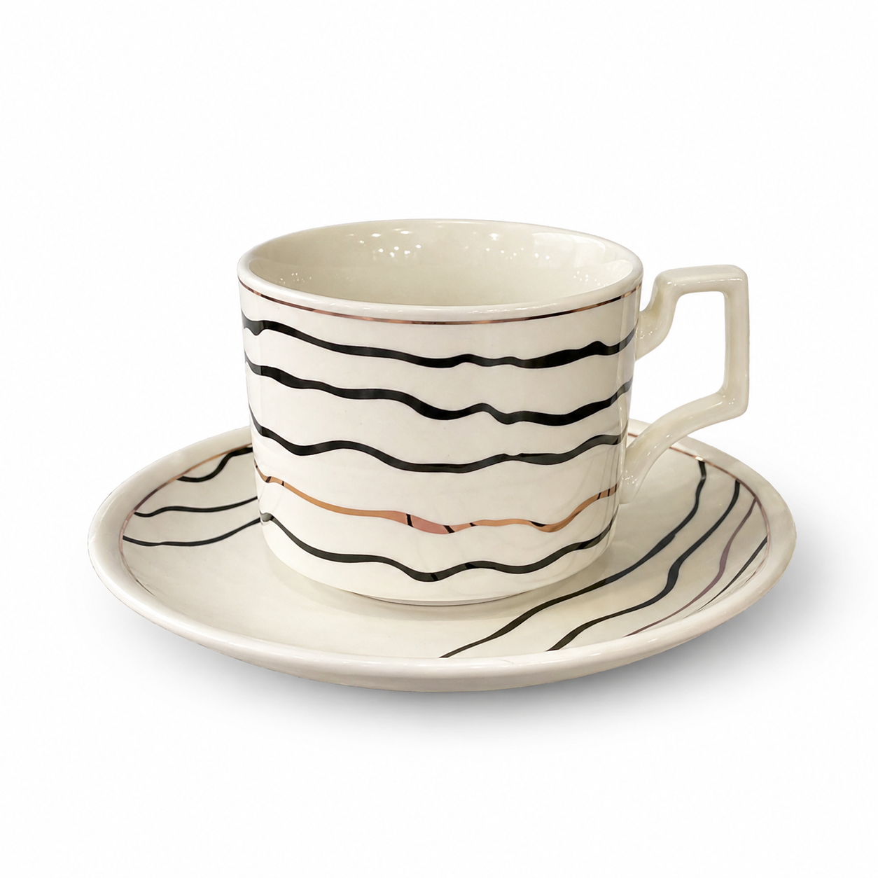 Tea Cup & Saucer Set – 12 Piece Premium Ceramic Set (6 Cups + 6 Saucers)