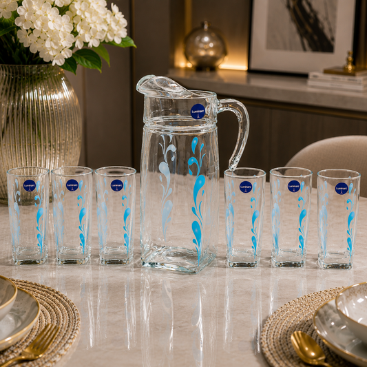Luminarc Floral Glass Water Set – 7 Pcs