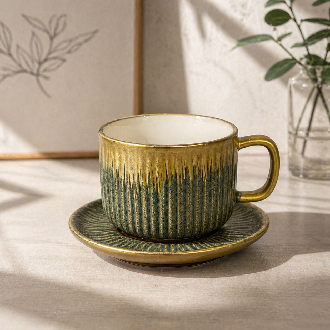 Tea Cup & Saucer Set – 12 Piece Premium Ceramic Set (6 Cups + 6 Saucers)