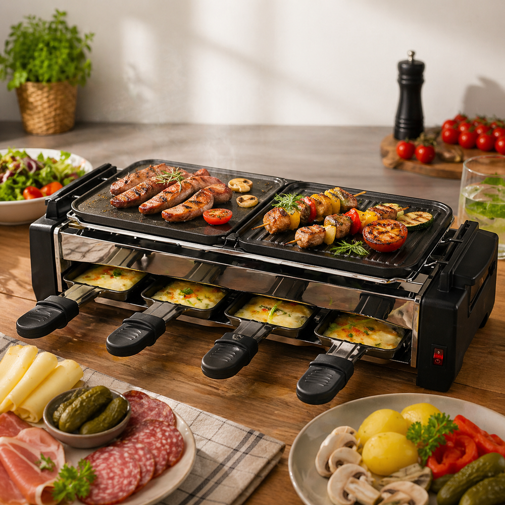 Electric BBQ Grill with Hot Plates