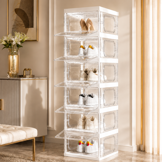 Premium Foldable Stackable Shoe Storage Cabinet – Transparent Door Modular Organizer