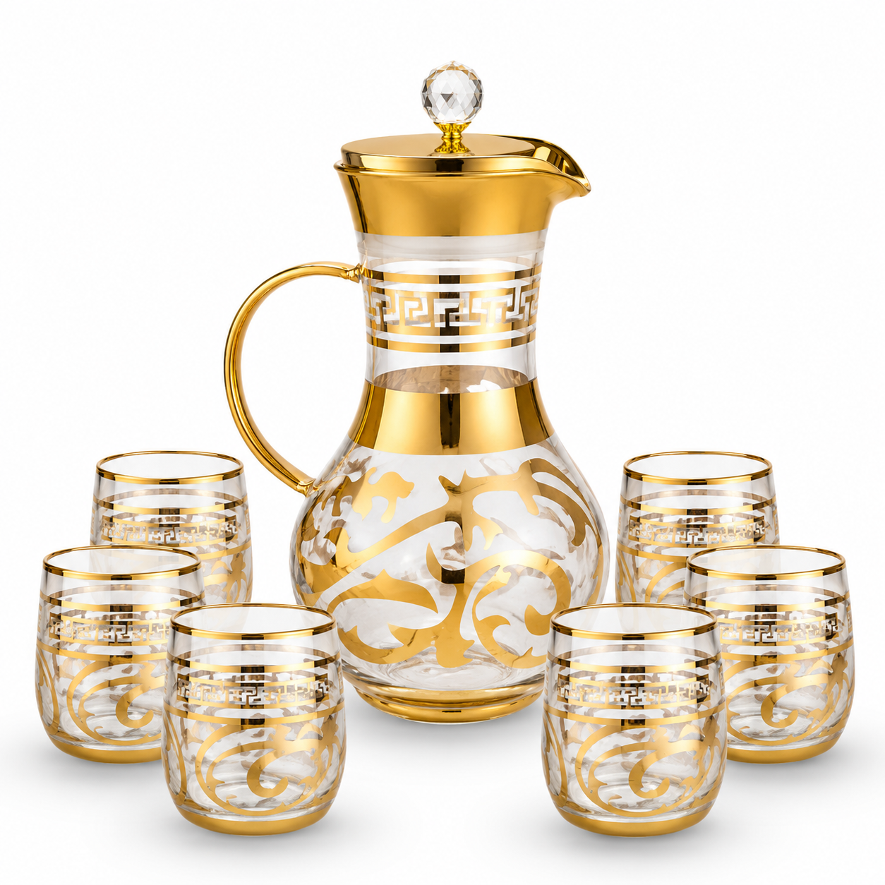 Luxury Gold Glass Water Set – 7 Pieces